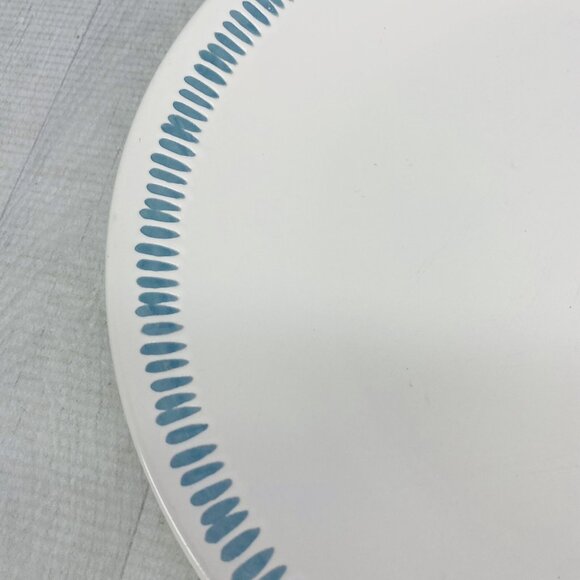 Rachael Ray SUN DAISY L008 Handpainted Blue Lines Stoneware Dinner Plate Set 4 - Picture 15 of 16